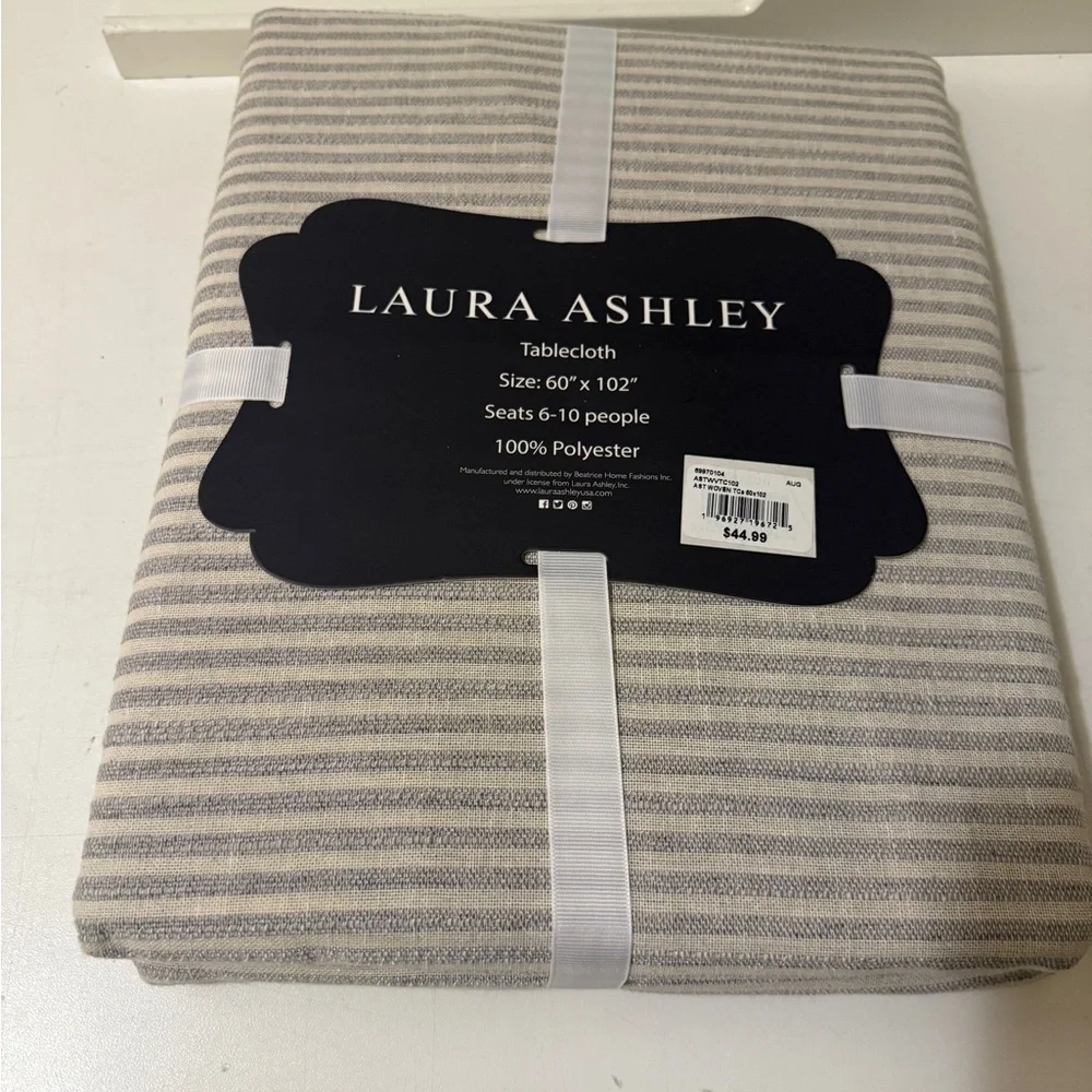 Laura Ashley Striped Tableclothbrand new 60X102 inches